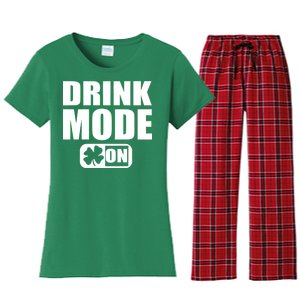 Drink Mode On Funny St. Patrick's Day Women's Flannel Pajama Set