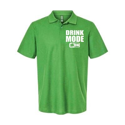 Drink Mode On Funny St. Patrick's Day Softstyle Adult Sport Polo