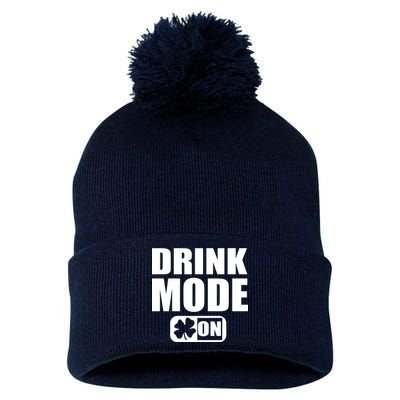 Drink Mode On Funny St. Patrick's Day Pom Pom 12in Knit Beanie