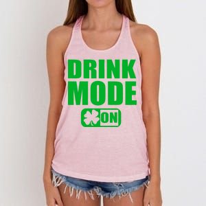 Drink Mode On Funny St. Patrick's Day Women's Knotted Racerback Tank