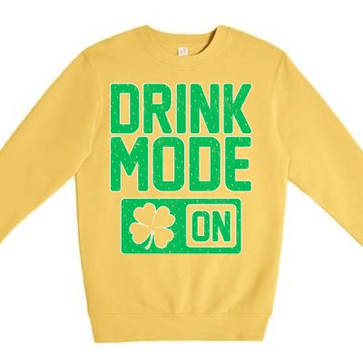 Drink Mode On Irish Clover Premium Crewneck Sweatshirt