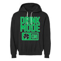 Drink Mode On Irish Clover Garment-Dyed Fleece Hoodie