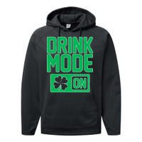 Drink Mode On Irish Clover Performance Fleece Hoodie