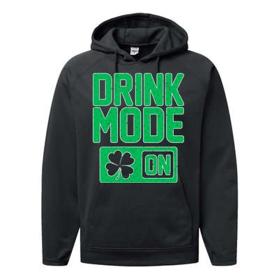 Drink Mode On Irish Clover Performance Fleece Hoodie