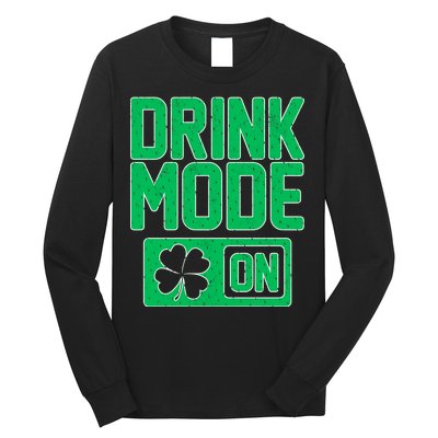 Drink Mode On Irish Clover Long Sleeve Shirt