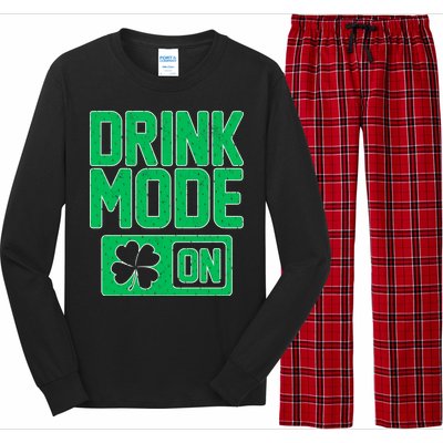 Drink Mode On Irish Clover Long Sleeve Pajama Set