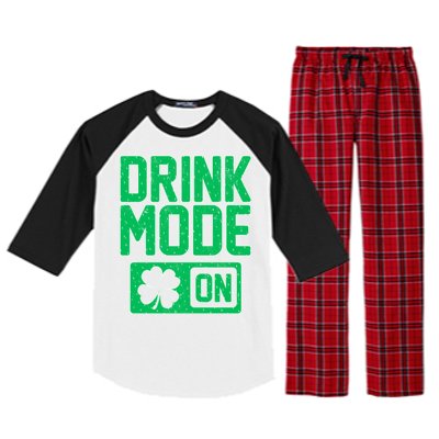 Drink Mode On Irish Clover Raglan Sleeve Pajama Set