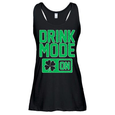 Drink Mode On Irish Clover Ladies Essential Flowy Tank