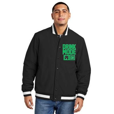 Drink Mode On Irish Clover Insulated Varsity Jacket