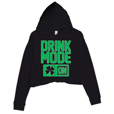 Drink Mode On Irish Clover Crop Fleece Hoodie