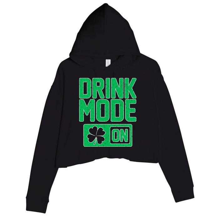 Drink Mode On Irish Clover Crop Fleece Hoodie