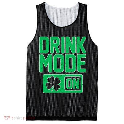 Drink Mode On Irish Clover Mesh Reversible Basketball Jersey Tank