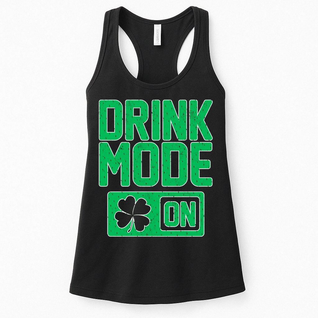 Drink Mode On Irish Clover Womens Tank Top
