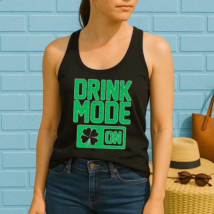 Drink Mode On Irish Clover Womens Tank Top