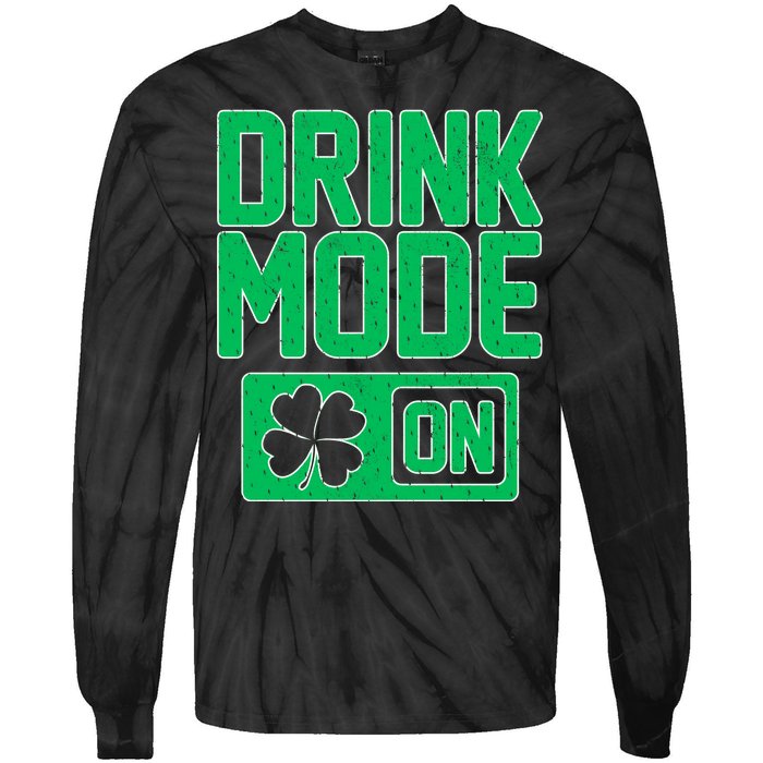 Drink Mode On Irish Clover Tie-Dye Long Sleeve Shirt