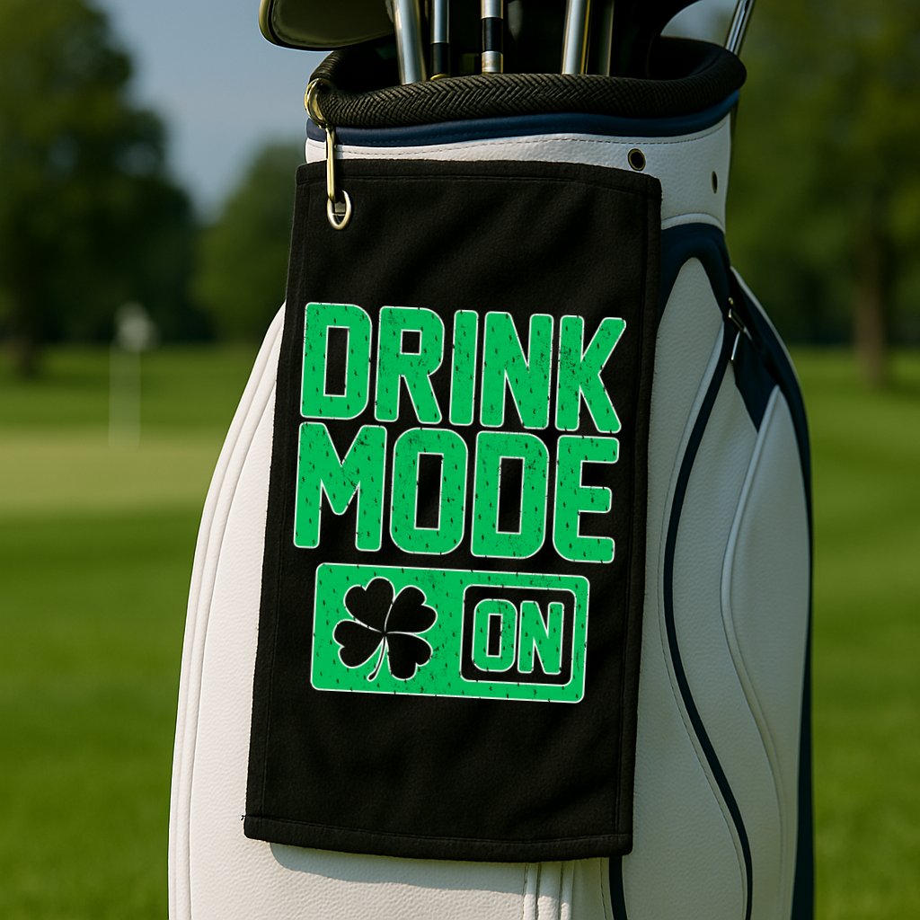 Drink Mode On Irish Clover Golf Towel