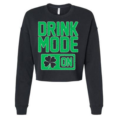 Drink Mode On Irish Clover Cropped Pullover Crew