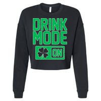 Drink Mode On Irish Clover Cropped Pullover Crew