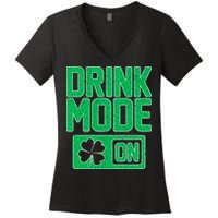 Drink Mode On Irish Clover Women's V-Neck T-Shirt