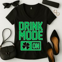 Drink Mode On Irish Clover Women's V-Neck T-Shirt