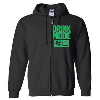 Drink Mode On Irish Clover Full Zip Hoodie