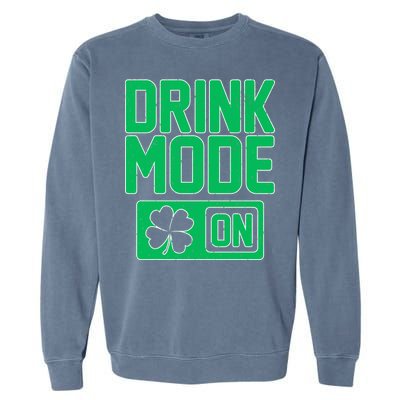 Drink Mode On Irish Clover Garment-Dyed Sweatshirt