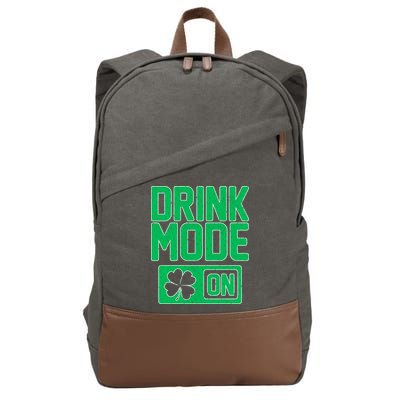 Drink Mode On Irish Clover Cotton Canvas Backpack