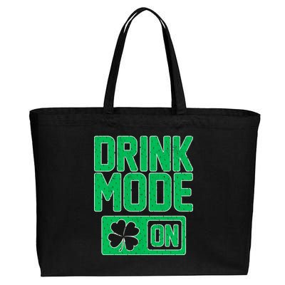 Drink Mode On Irish Clover Cotton Canvas Jumbo Tote