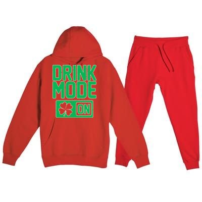 Drink Mode On Irish Clover Premium Hooded Sweatsuit Set