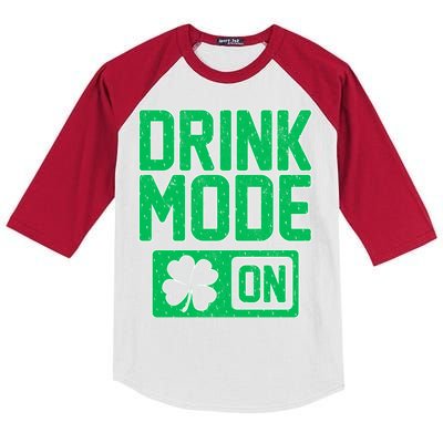 Drink Mode On Irish Clover Kids Colorblock Raglan Jersey