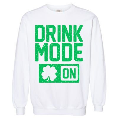 Drink Mode On Irish Clover Garment-Dyed Sweatshirt