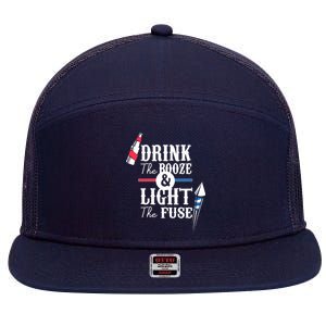 Drink The Booze Light The Fuse 7 Panel Mesh Trucker Snapback Hat