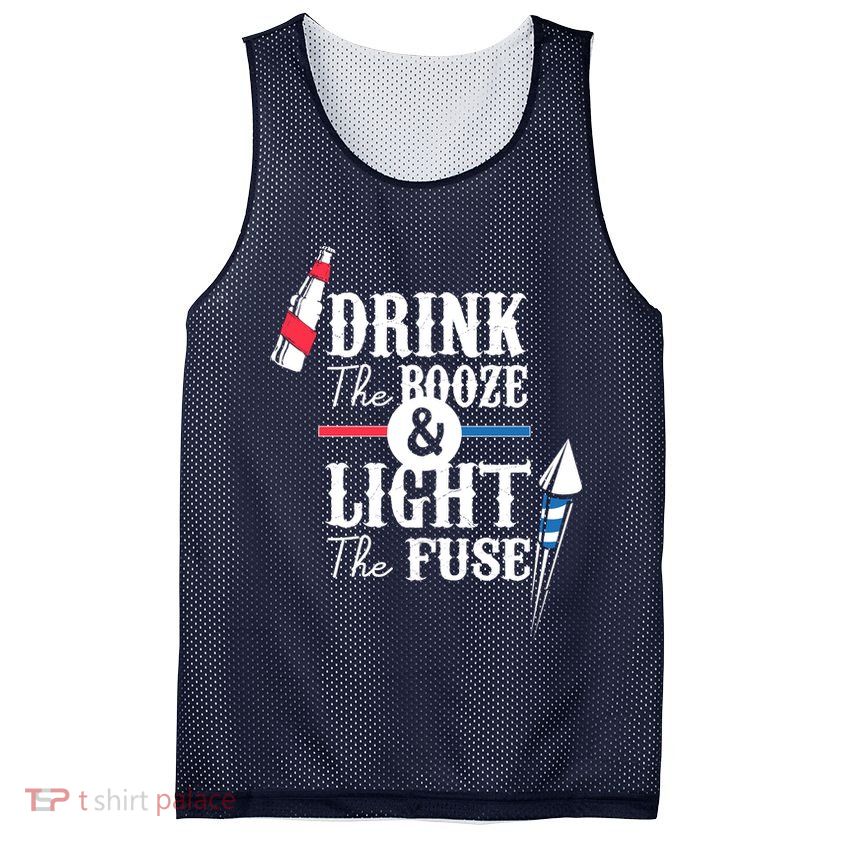 Drink The Booze Light The Fuse Mesh Reversible Basketball Jersey Tank