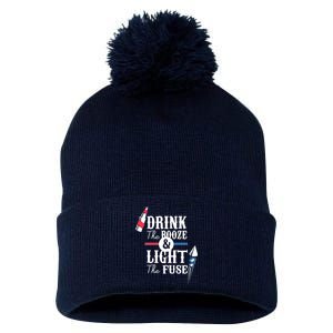 Drink The Booze Light The Fuse Pom Pom 12in Knit Beanie