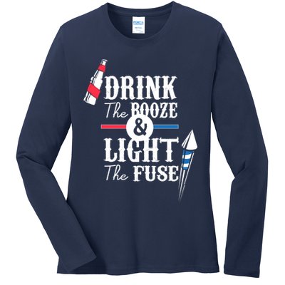 Drink The Booze Light The Fuse Ladies Long Sleeve Shirt