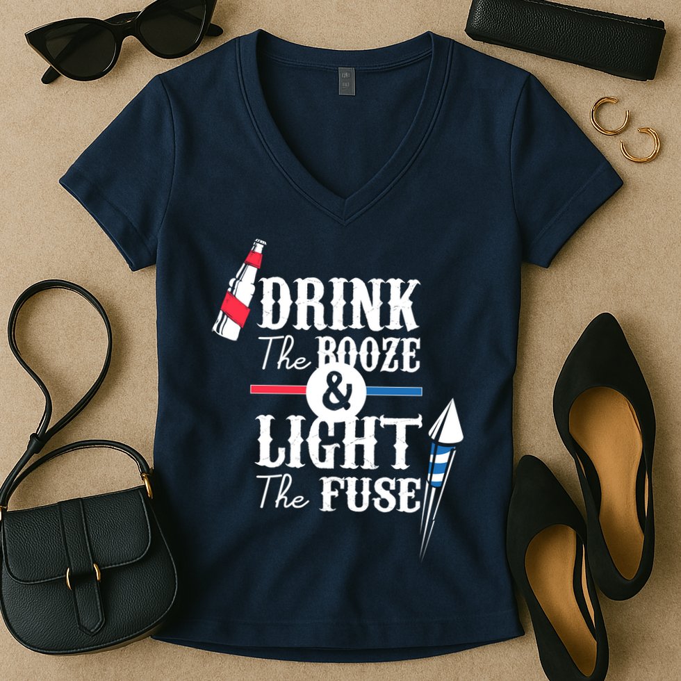 Drink The Booze Light The Fuse Women's V-Neck T-Shirt