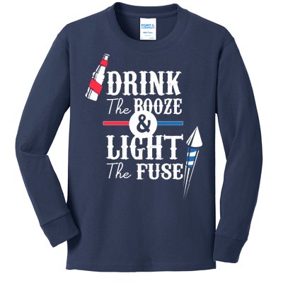 Drink The Booze Light The Fuse Kids Long Sleeve Shirt