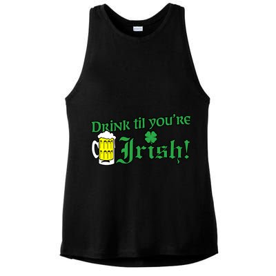 Drink Til' Your Irish Beer Pitcher St. Patrick's Day Ladies PosiCharge Tri-Blend Wicking Tank