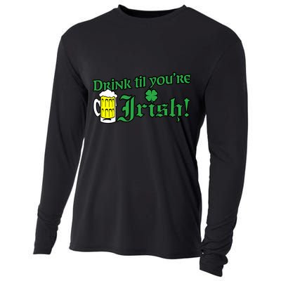 Drink Til' Your Irish Beer Pitcher St. Patrick's Day Cooling Performance Long Sleeve Crew
