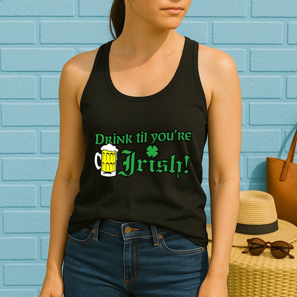 Drink Til' Your Irish Beer Pitcher St. Patrick's Day Womens Tank Top