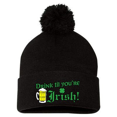 Drink Til' Your Irish Beer Pitcher St. Patrick's Day Pom Pom 12in Knit Beanie
