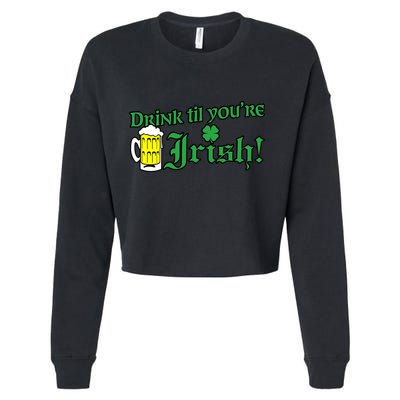 Drink Til' Your Irish Beer Pitcher St. Patrick's Day Cropped Pullover Crew