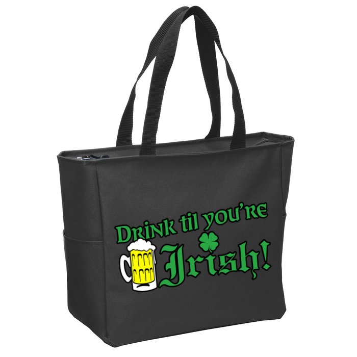 Drink Til' Your Irish Beer Pitcher St. Patrick's Day Zip Tote Bag