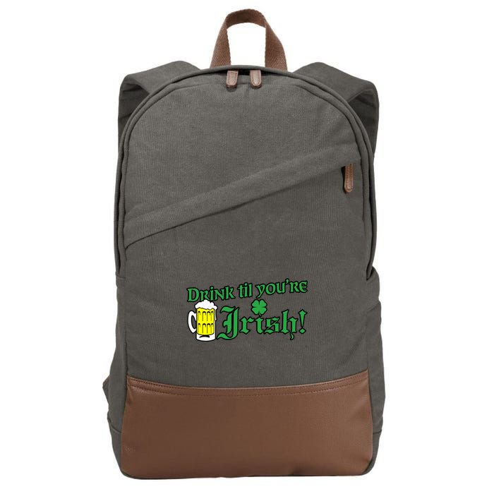 Drink Til' Your Irish Beer Pitcher St. Patrick's Day Cotton Canvas Backpack
