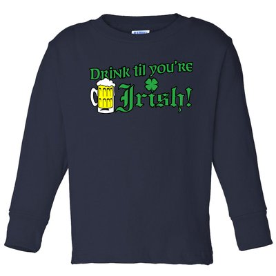 Drink Til' Your Irish Beer Pitcher St. Patrick's Day Toddler Long Sleeve Shirt