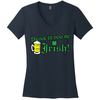 Drink Til' Your Irish Beer Pitcher St. Patrick's Day Women's V-Neck T-Shirt