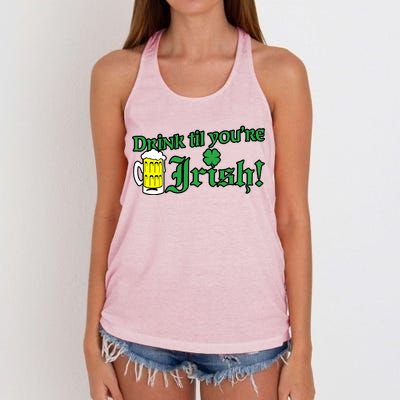 Drink Til' Your Irish Beer Pitcher St. Patrick's Day Women's Knotted Racerback Tank