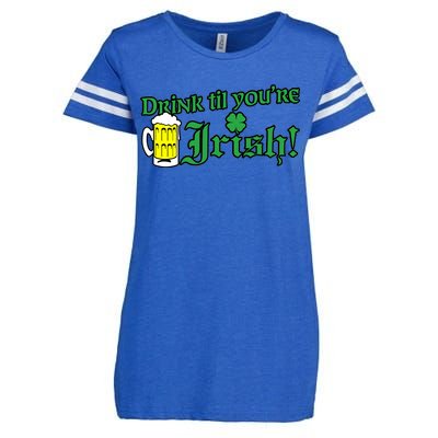 Drink Til' Your Irish Beer Pitcher St. Patrick's Day Enza Ladies Jersey Football T-Shirt