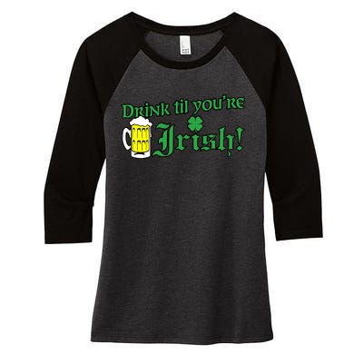 Drink Til' Your Irish Beer Pitcher St. Patrick's Day Women's Tri-Blend 3/4-Sleeve Raglan Shirt