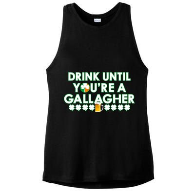 Drink Until You Are A Gallagher Funny St. Patrick's Day Ladies PosiCharge Tri-Blend Wicking Tank